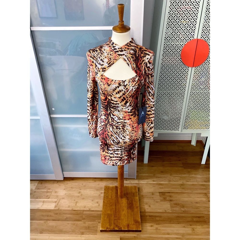 NWT UNIF Tiger Idol Printed Neoprene Bodycon Dress